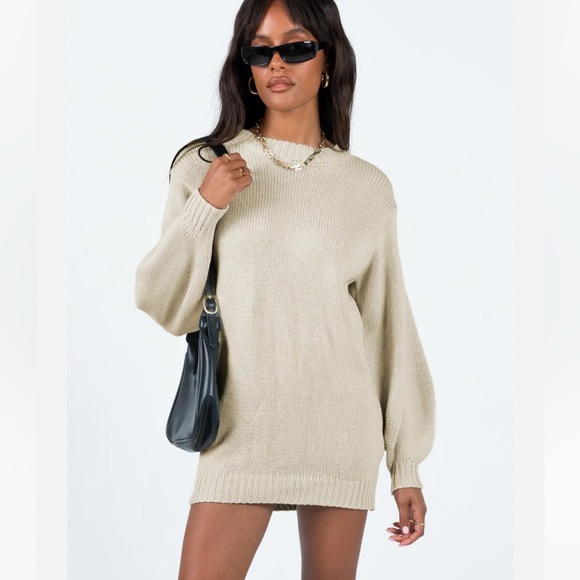 Princess Polly Dresses & Skirts - Princess Polly Cream Shift Sweater Dress